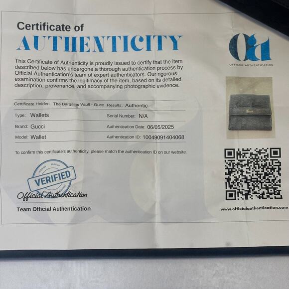 Vintage 90s GUCCI Black Wallet Unisex Double Snap Bifold GG Canvas & Leather COA - Picture 15 of 16